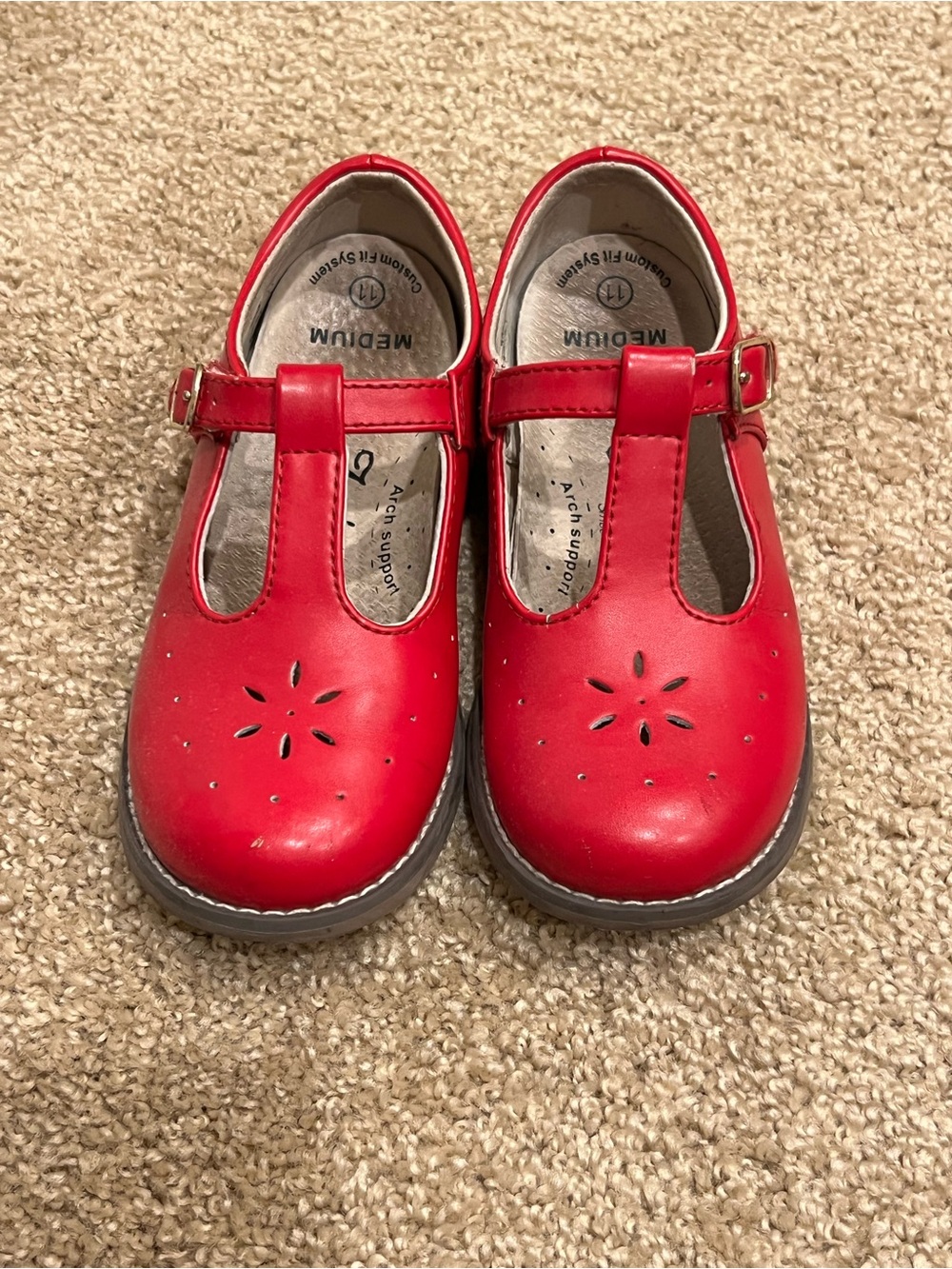 Girls' Footmates Red T-Strap Mary Jane Kids' Shoes
